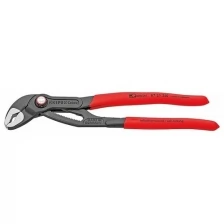 Клещи переставные сантехнические с фиксатором KNIPEX KN-8721250, быстрая установка, 50 мм (2"), под ключ 46 мм, L-250 мм, Cr-V, серые, обливные рукоятки, KN-8721250