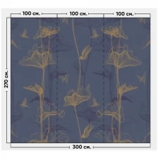 Фотообои / флизелиновые обои Цветы и птицы на синем 3 x 2,7 м
