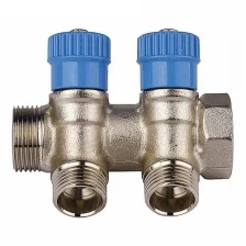 Коллектор GENERAL FITTINGS для холодной воды, вентили, никелированная латунь, вход 3/4″ - 4 выхода 1/2″