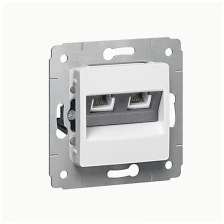 Розетка 2гн комп+комп RJ45+RJ45 с/у белый механизм Cariva Legrand