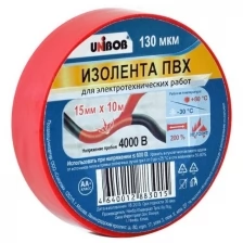 Изолента UNIBOB 15мм х 10 м, красная, 130 мкн, 976252