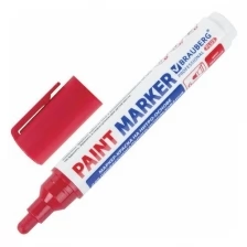 Маркер-краска лаковый (paint marker) 6 мм, красный, нитро-основа, BRAUBERG PROFESSIONAL PLUS EXTRA, 151452